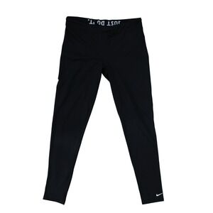 Nike Pro Combat Dri-FIT Black Leggings Just Do It Fitted Women's Size Large